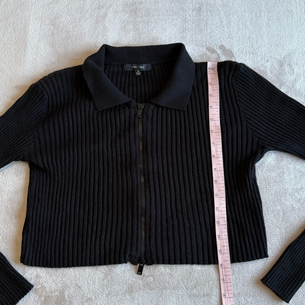 Love Tree Black Cropped Ribbed Sweater - Picture 5 of 7